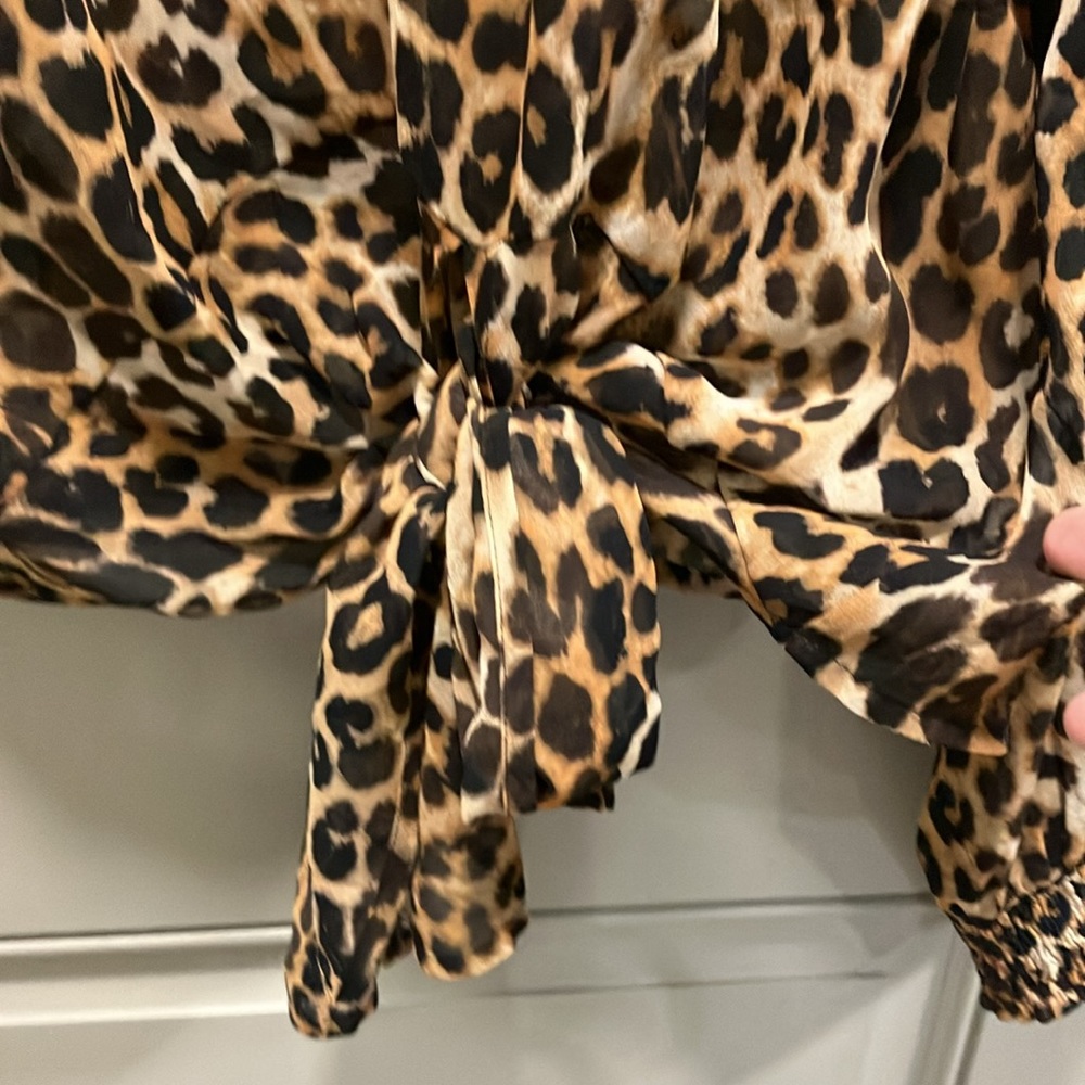 Leopard Print Blouse With Mock Turtleneck And Key… - image 4